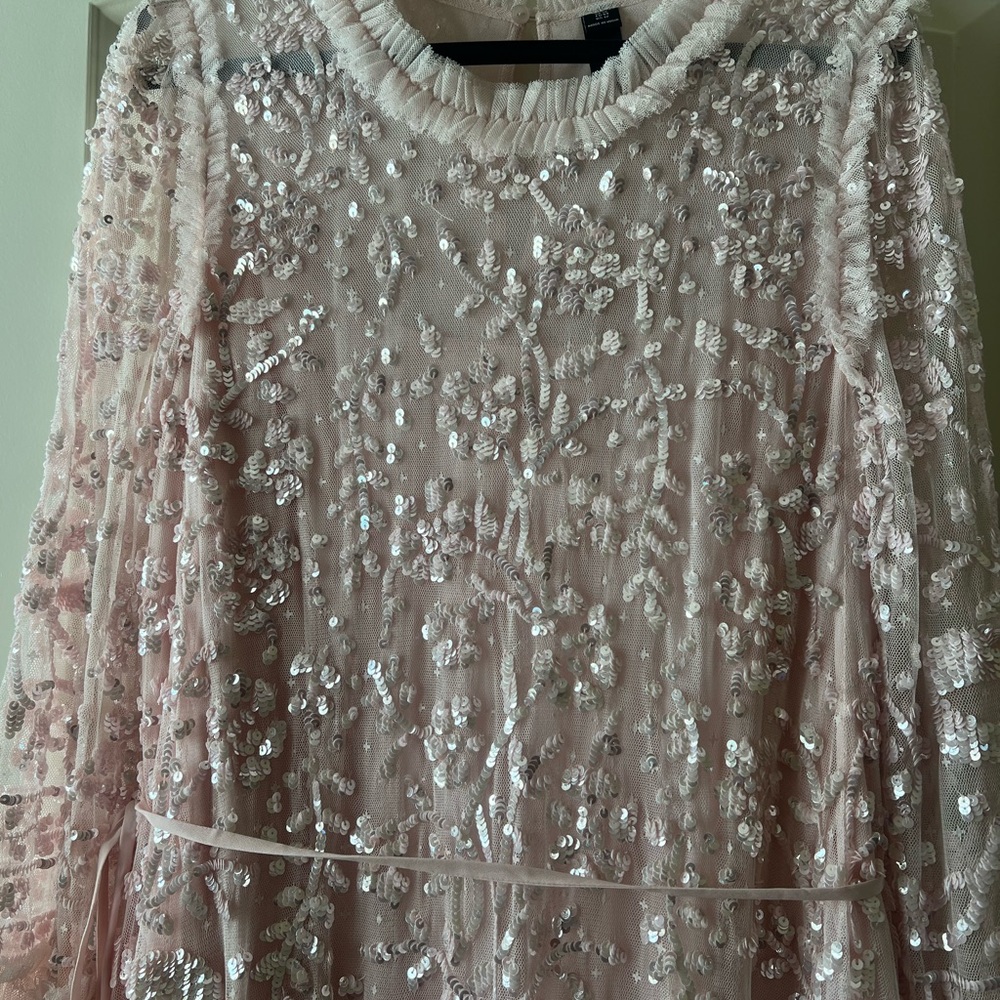 Needle & Thread Celia Long Sleeve Ankle Gown in Pink - Picture 5 of 8